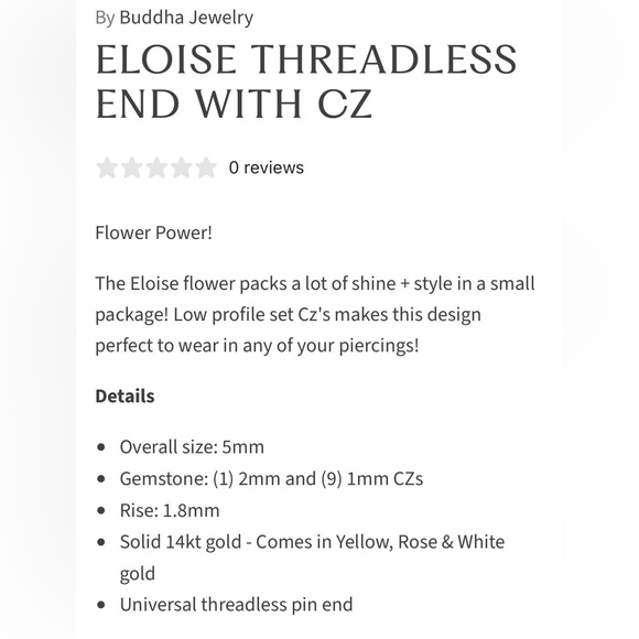 Buddha Jewelry Eloise threadless end - Picture 2 of 4